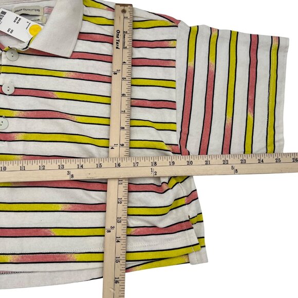 Urban Outfitters Cropped‎ Polo Shirt Striped Pink Yellow White Size Small NWT - Picture 5 of 8